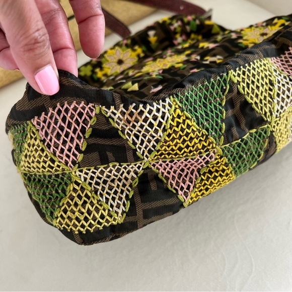 Fendi Zucca Embroidered Flower Snakeskin Purse - Picture 7 of 17